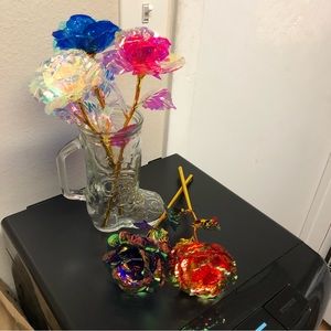 Set of 5 - 24k gold foil forever roses